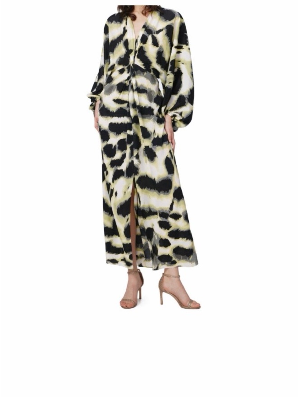 Diane Von Furstenberg Black and Yellow Abstract Print Maxi Dress